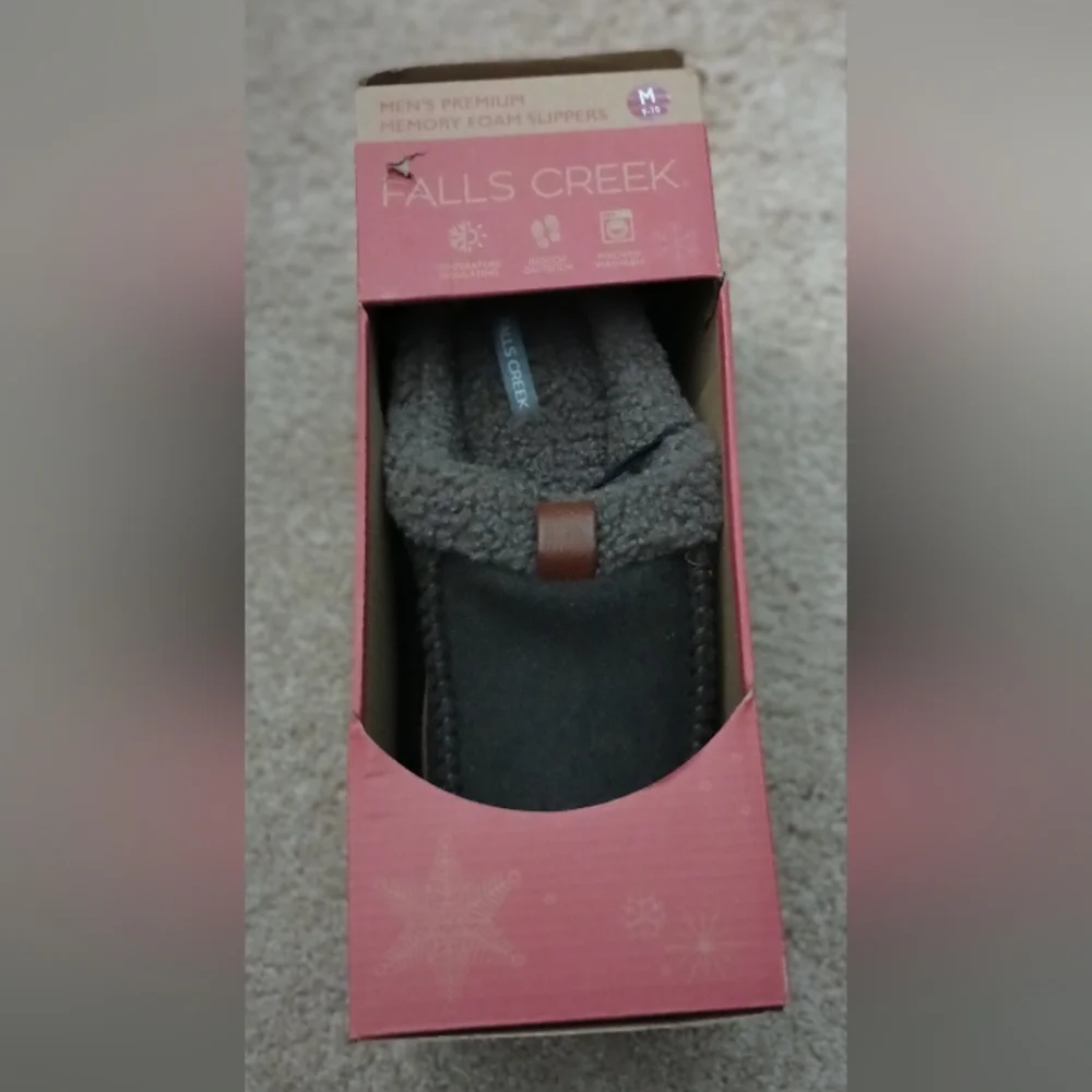 Men's Falls Creek Brown Memory Foam‎ Slippers M 9-10